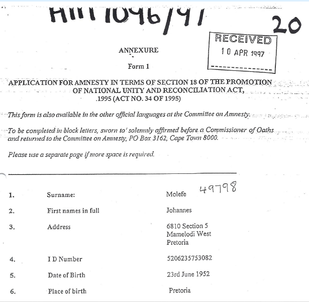 TRC Amnesty Hearings, Johannes Mnisi, Part 3, 8 May 1998